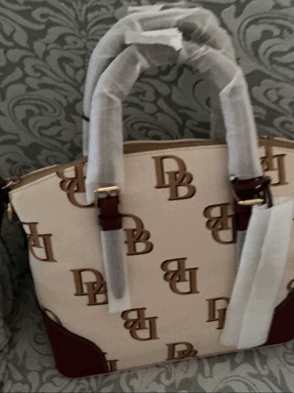 DB Monogram Beige and Brown Tote Bag